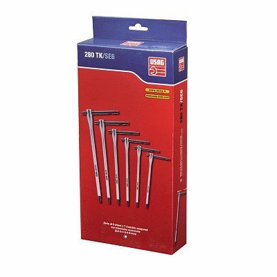 280 TK/SE6 SERIE DI 6 CHIAVI A T MASCHIO ESAGONALE CON TRAVERSINO SCORREVOLE - immagine 2