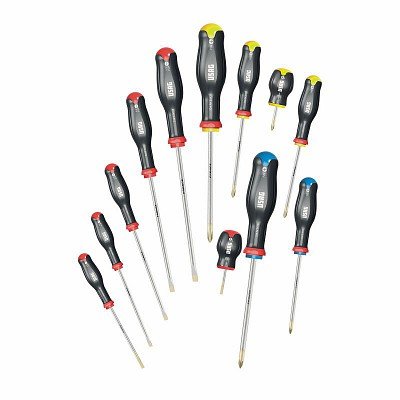 324 SH12 SERIE DI 12 GIRAVITI PER VITI CON INTAGLIO, IMPRONTA A CROCE PHILLIPS® E IMPRONTA A CROCE POZIDRIV® -SUPADRIV®
