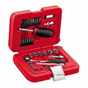 601 1/4 J34 ASSORTIMENTO IN CASSETTA MODULARE CON BUSSOLE ESAGONALI ED INSERTI PER AVVITATURA (34 PZ)