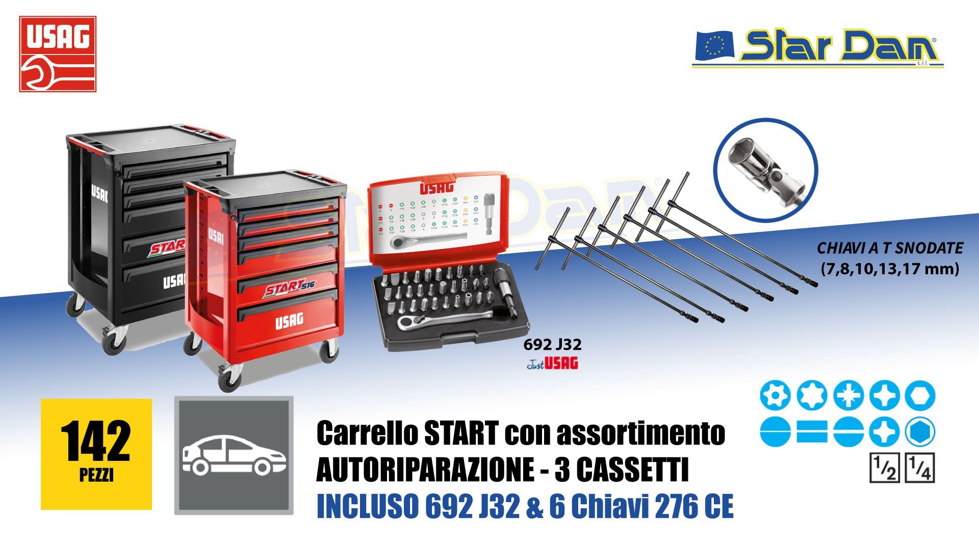 516 ST6PA CARRELLO START CON ASSORTIMENTO AUTORIPARAZIONE 495 PA (142 PZ)