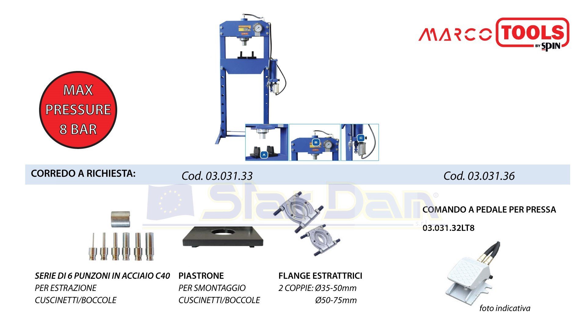 MARCO TOOLS PRESSA PNEUMO-IDRAULICA DA 30 TON - immagine 2
