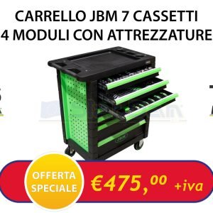 JBM CARRELLO A 7 CASSETTI - VERDE