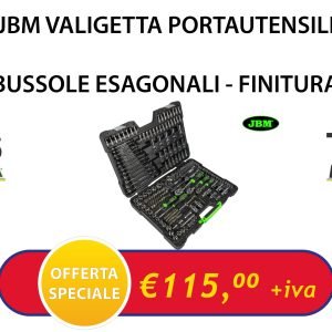 VALIGETTA PORTAUTENSILI 216 PEZZI BUSSOLE ESAGONALI - FINITURA CROMATA